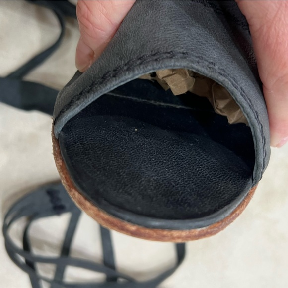 Free People Seven Wonders Leather Ankle Boots Open Toe Booties / Dark Charcoal - Picture 9 of 13